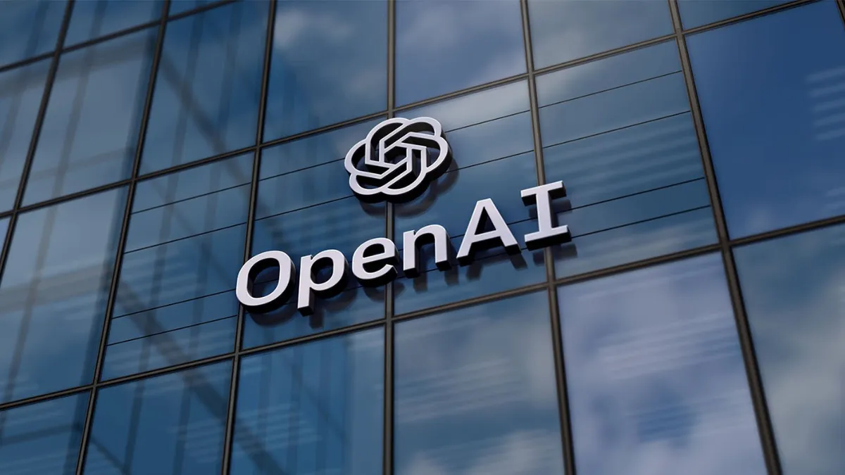 OpenAI headquarters building with company logo, representing global leadership in artificial intelligence research, generative AI innovation, and advanced technology solutions.