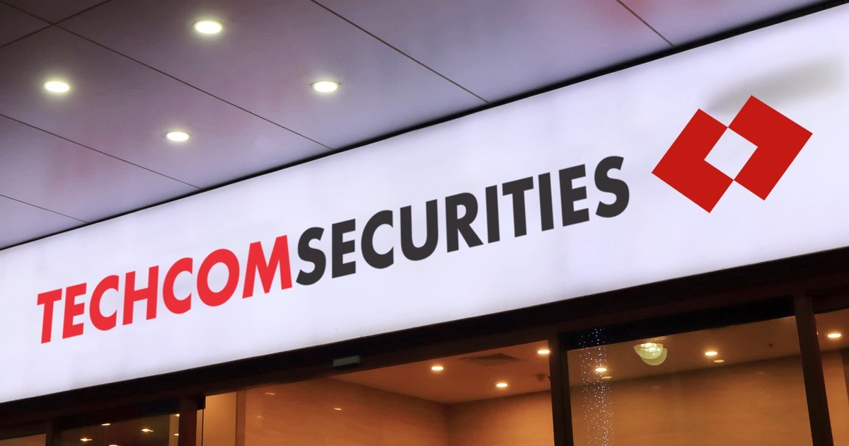Techcom Securities logo displayed on office building sign in Vietnam, representing one of the leading securities and investment firms in the country.