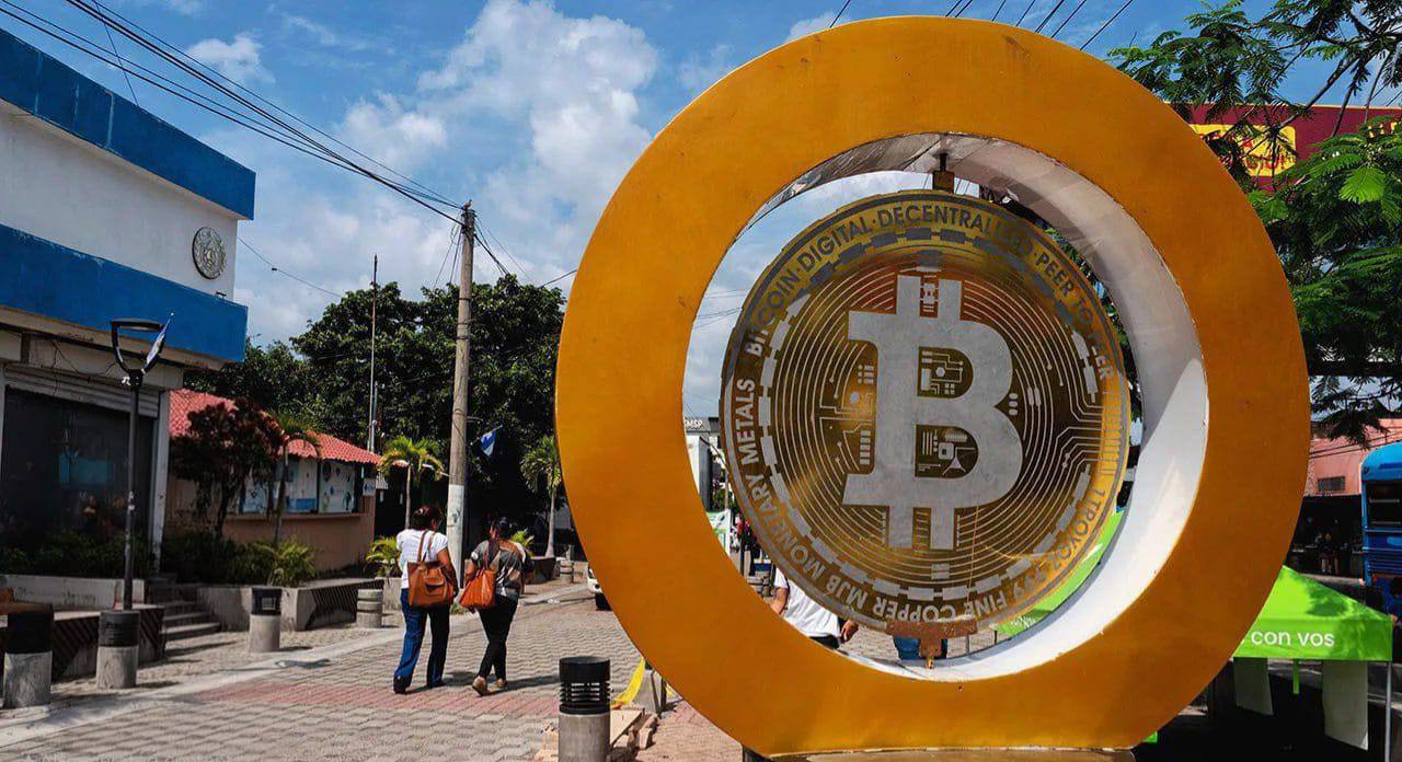 Bitcoin monument in El Salvador symbolizing cryptocurrency adoption, digital currency innovation, and blockchain economy in Latin America.