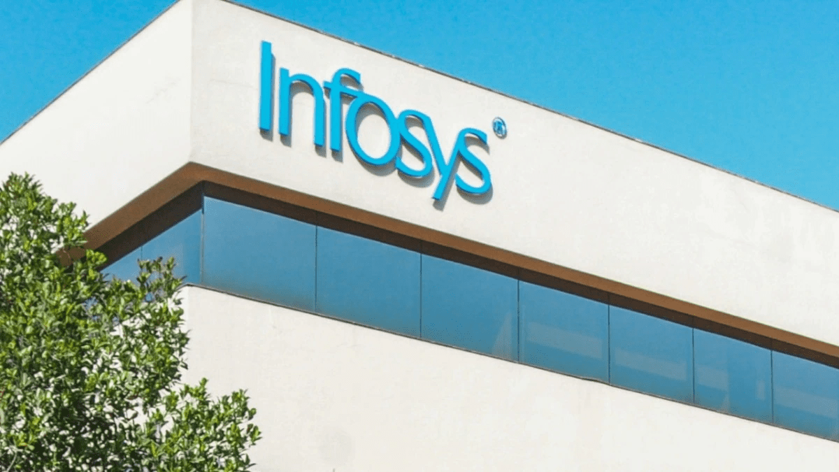 Infosys corporate office building exterior with company logo displayed on modern technology campus facade.